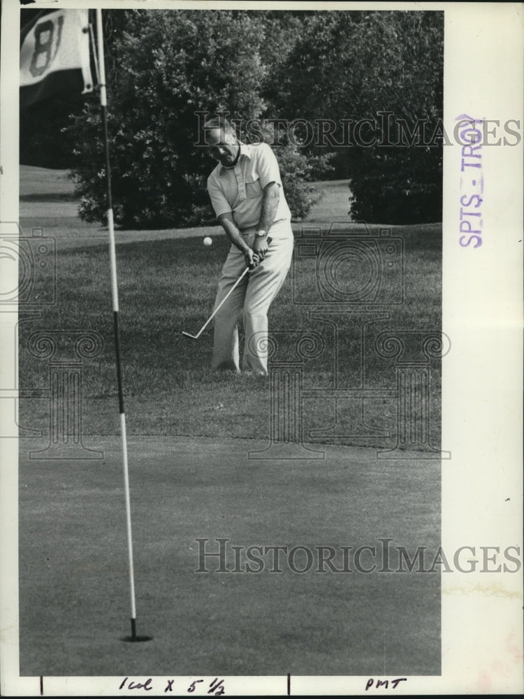 Press Photo Golfer Armand Farina chips the ball to the 18th green - tus00604- Historic Images