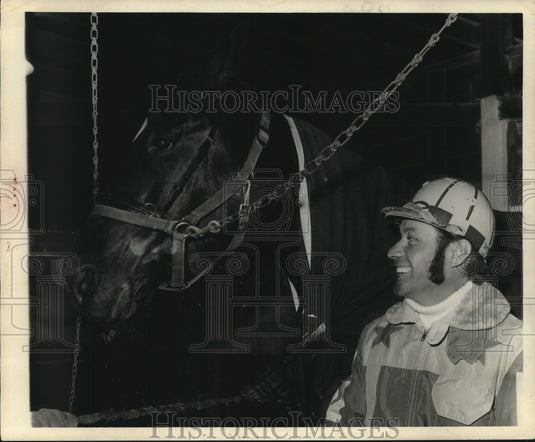 Press Photo Jockey J.P. Morel with Nardins Joy at Saratoga Raceway in New York- Historic Images