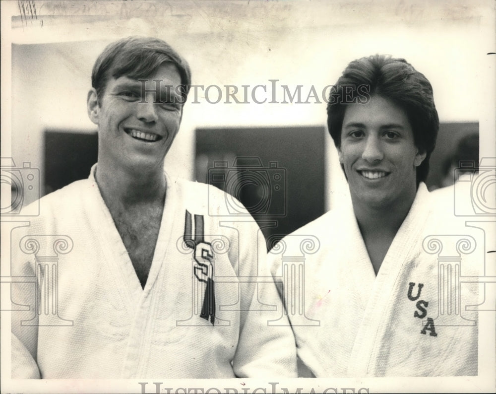 1985 Press Photo Jim Hrbeck &amp; Jason Morris, College of St Rose, Albany, NY- Historic Images