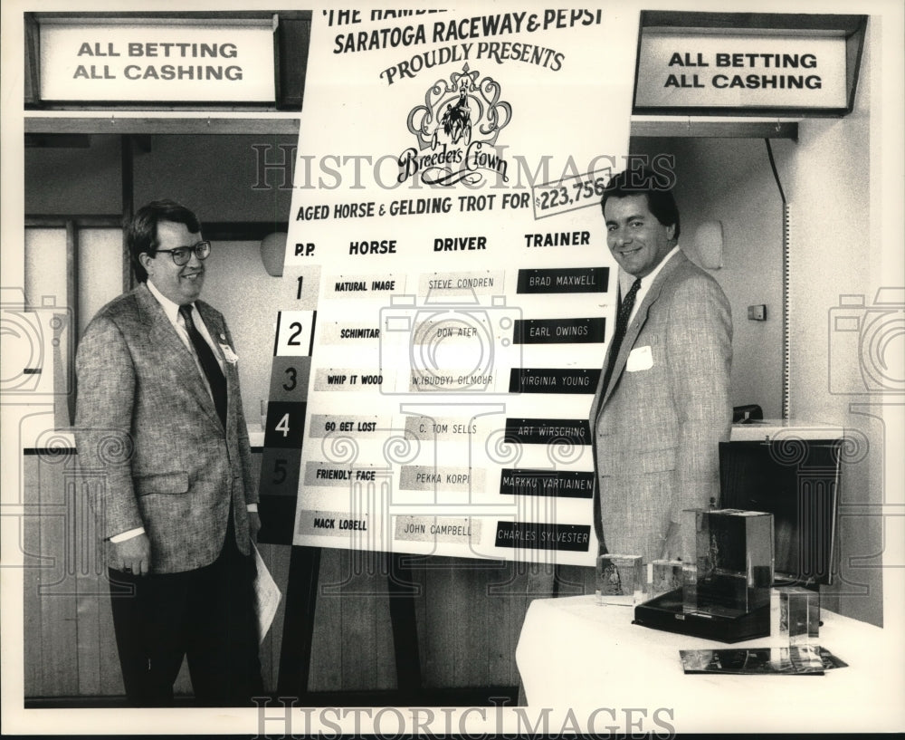 1988 Press Photo Saratoga Raceway officials announce post positions for race- Historic Images