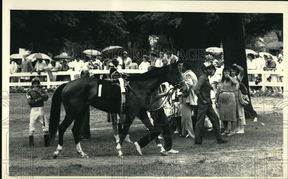 1987 Press Photo #1 Psychic Fair in the paddock preparing for the 2nd race- Historic Images