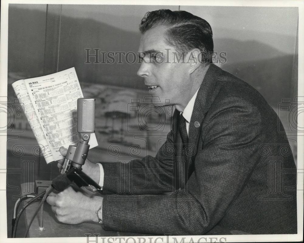 1974 Press Photo Track announcer Tony Butler with program in hand, - tus01256- Historic Images