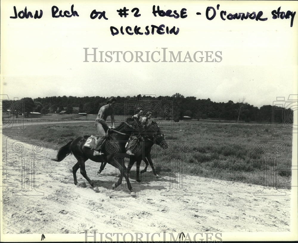 Press Photo John Rich exercises racehorse in New York - tus01343- Historic Images