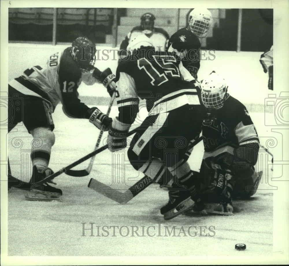 1987 Press Photo First period action in hockey game RPI against Holy Cross- Historic Images