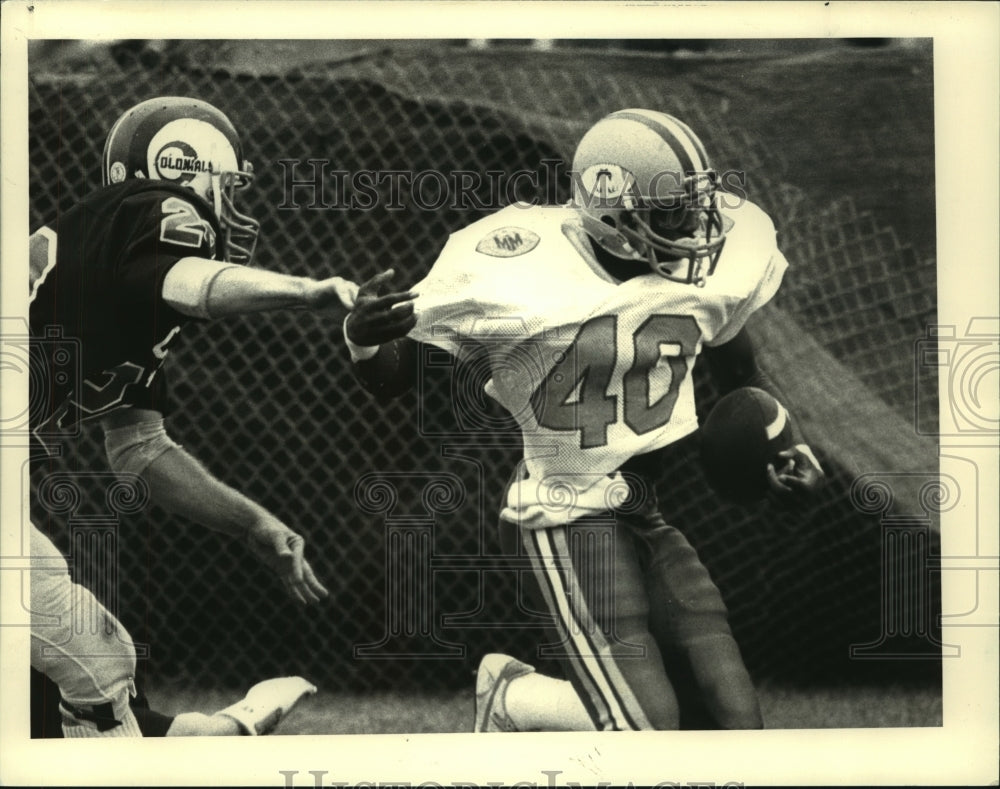 1987 Press Photo Dana Melvin scores for the Albany Metro Mallers in New York- Historic Images