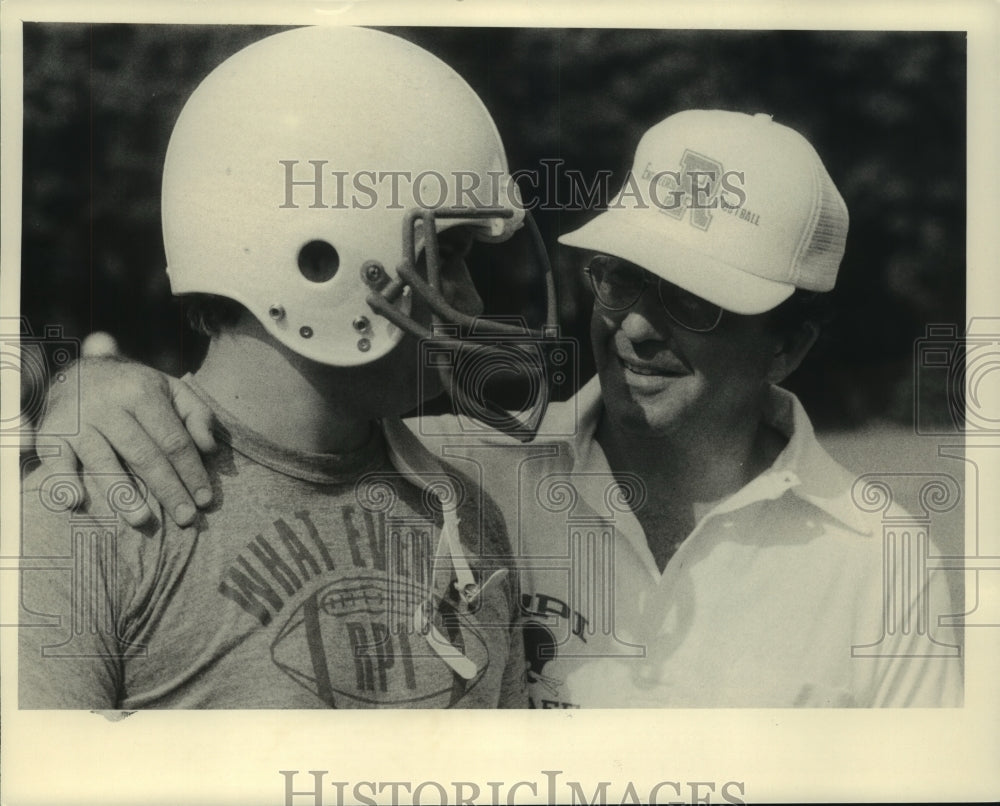Press Photo RPI Assistant Football Dick Stipano talks to Rob Sacco- Historic Images