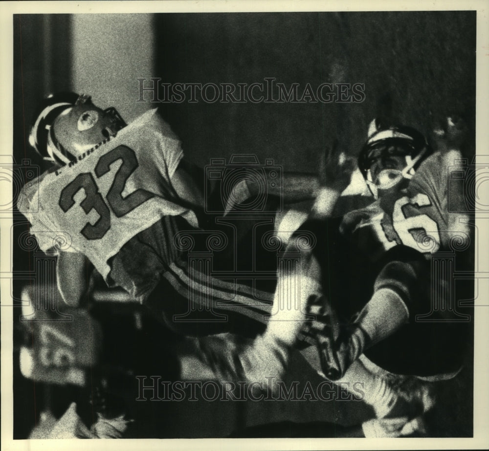 1987 Press Photo Albany Metro Mallers football game, Bleecker Stadium, New York- Historic Images