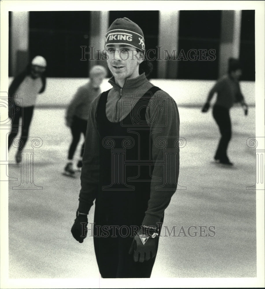 1990 Press Photo Speed skater Paul Marchese during workout with Capital District- Historic Images