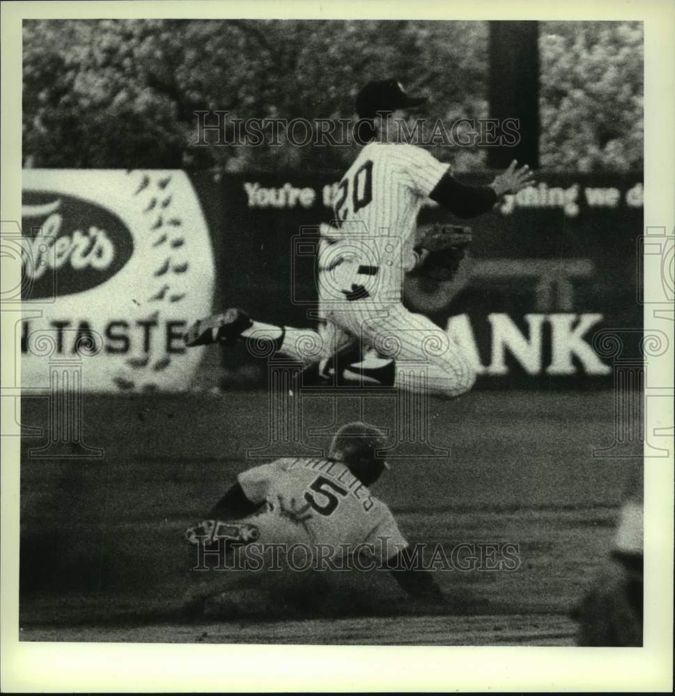 1987 Press Photo Albany-Colonie Yankees baseball, Heritage Park, Colonie, NY- Historic Images