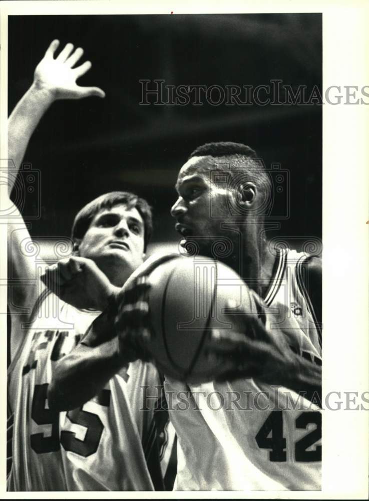 1991 Press Photo Albany Patroons and Fort Wayne Fury play CBA basketball- Historic Images
