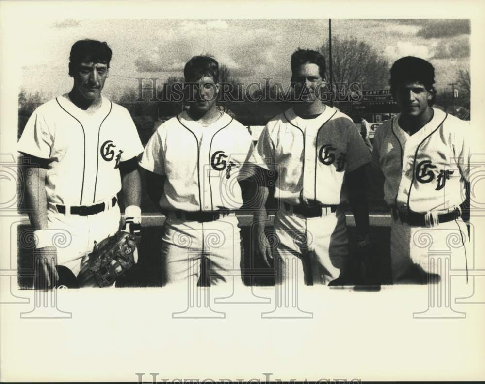 1987 Press Photo Glens Falls baseball players pose for photo - tus06225- Historic Images