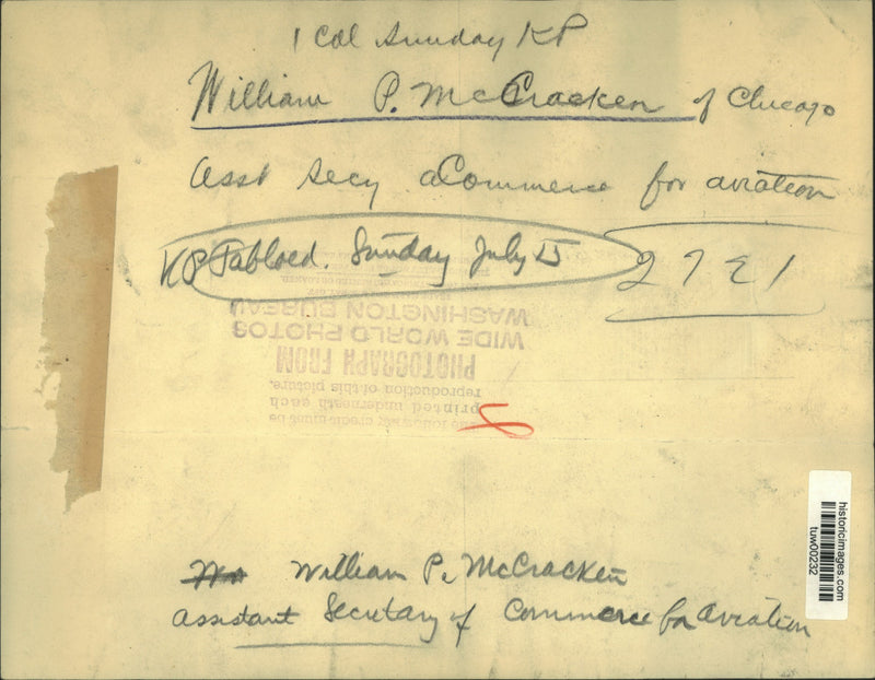 Load image into Gallery viewer, Press Photo William P. McCracken, Assistant Secretary of Commerce for Aviation
