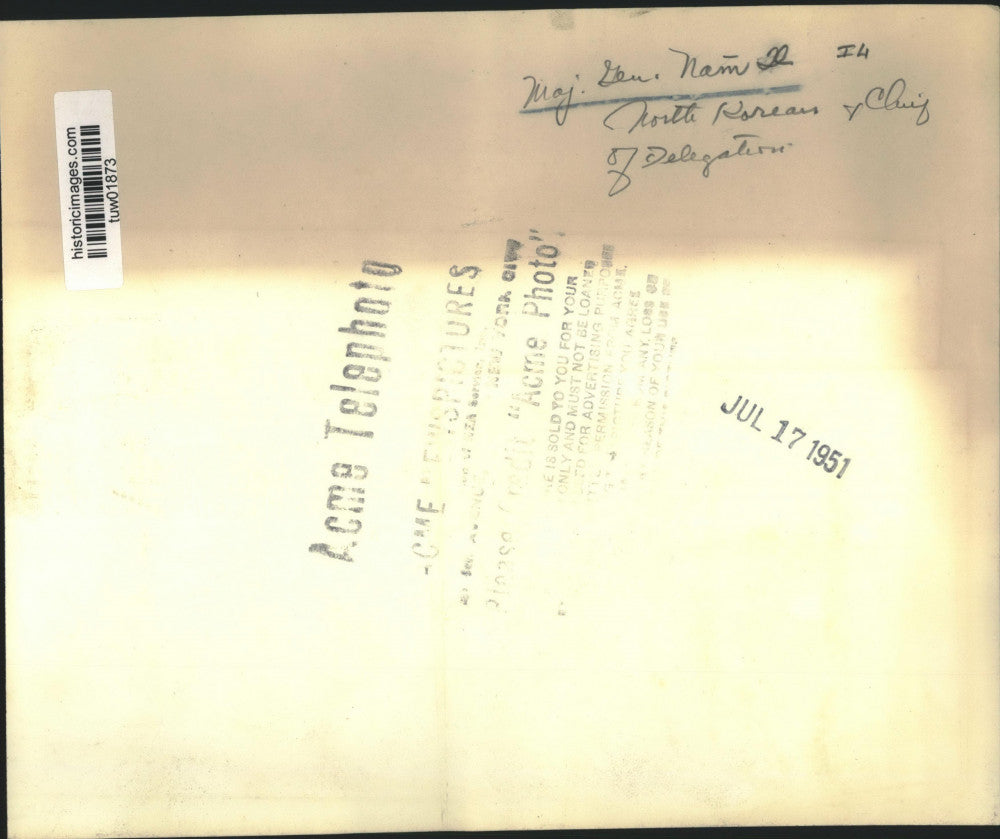 1951 Press Photo Major General Nam Il at ceasefire negotiations in Kaesong