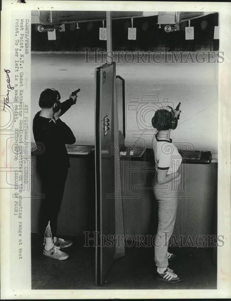 Load image into Gallery viewer, 1977 Press Photo Cadet Katherine Goodland on firing range at West Point, NY
