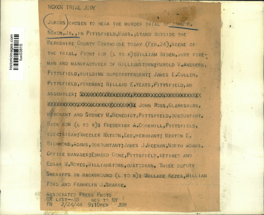 1944 Press Photo Jury selected for John F. Noxon, Jr. trial in Massachusetts