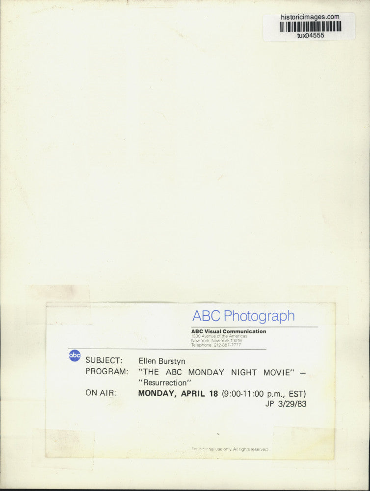 1983 Press Photo Ellen Burstyn stars in "Resurrection" on ABC Television