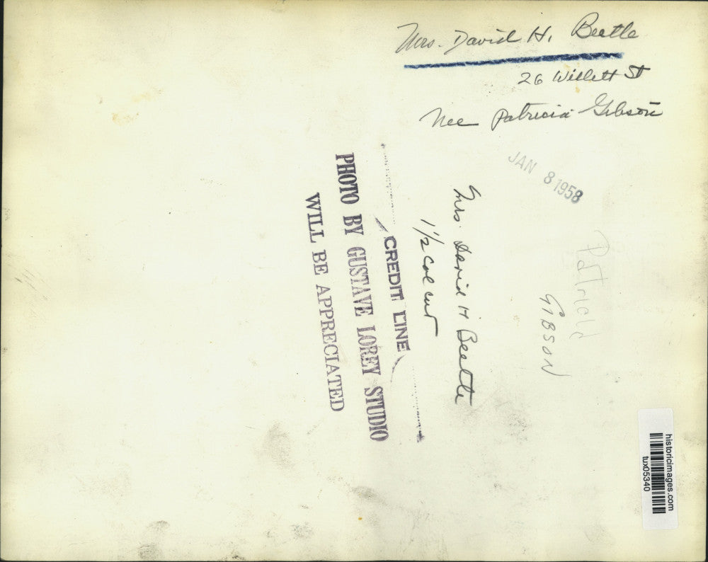 1958 Press Photo Mrs. David Beetle, nee Patricia Gibson, of Albany, New York