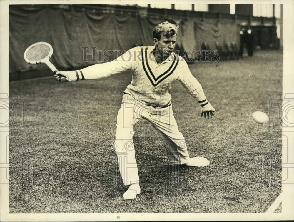 1934 Press Photo Sidney Wood, Jr. during tennis match in Pennsylvania- Historic Images