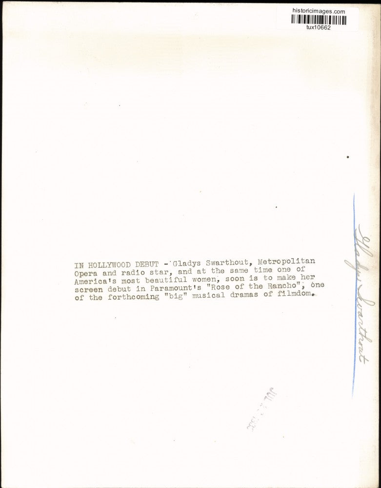 1935 Press Photo Opera Singer Gladys Swarthout in "Rose Of The Rancho" Movie