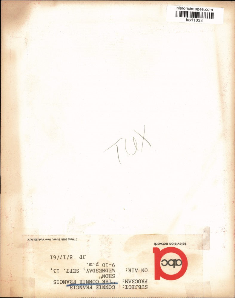 1961 Press Photo Actress Connie Francis of "The Connie Francis Show" - tux11033