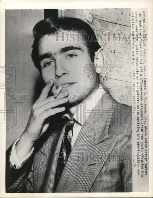 1952 Press Photo Edward G. Robinson, Jr. at Court in Los Angeles, California- Historic Images