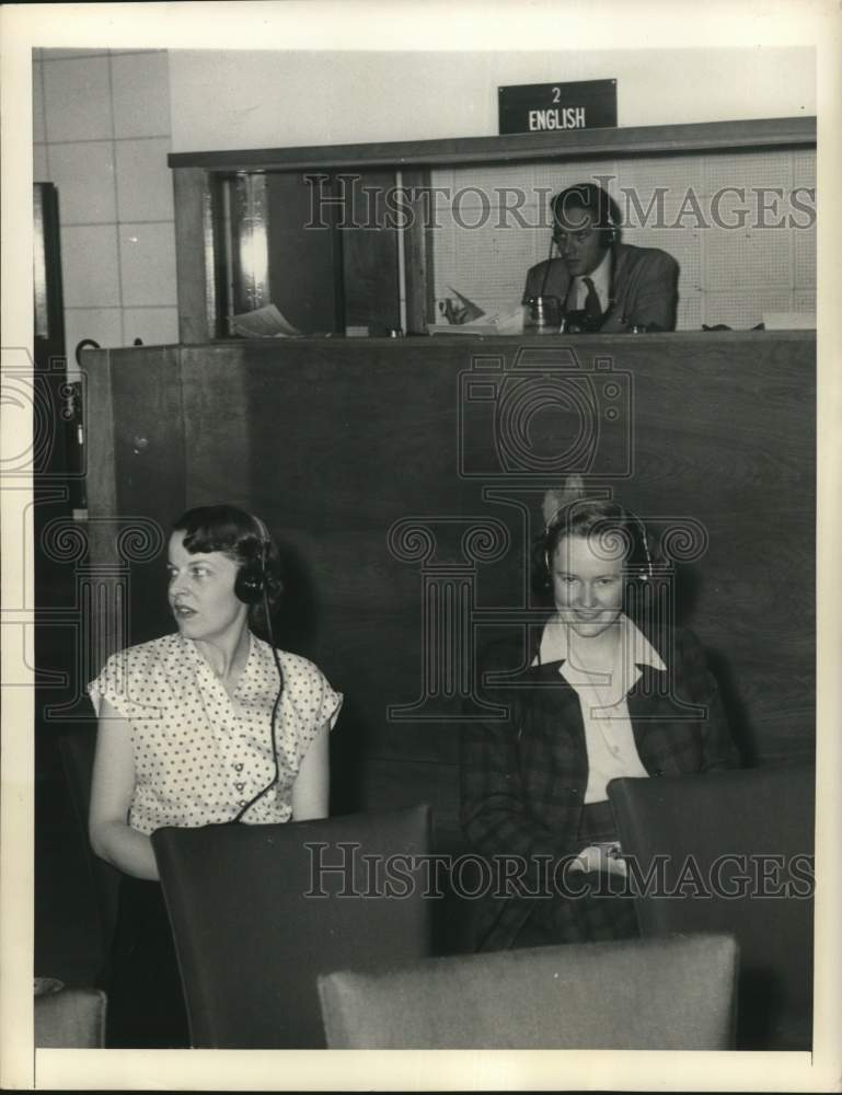 Load image into Gallery viewer, 1949 Press Photo Translation Writers at United Nations Committee Meeting
