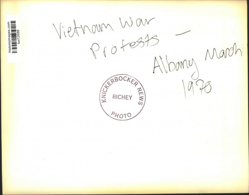 Load image into Gallery viewer, 1970 Press Photo Demonstrator Carried Away at Vietnam War Protest in Albany

