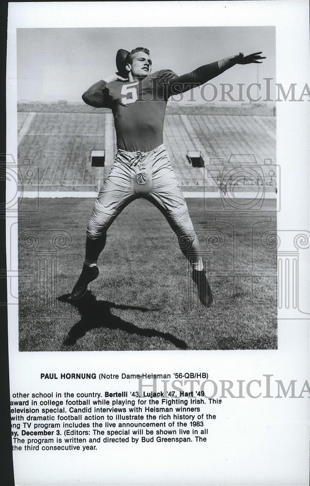 1956 Press Photo Paul Hornung, Notre Dame football star, Heisman awardee - Historic Images