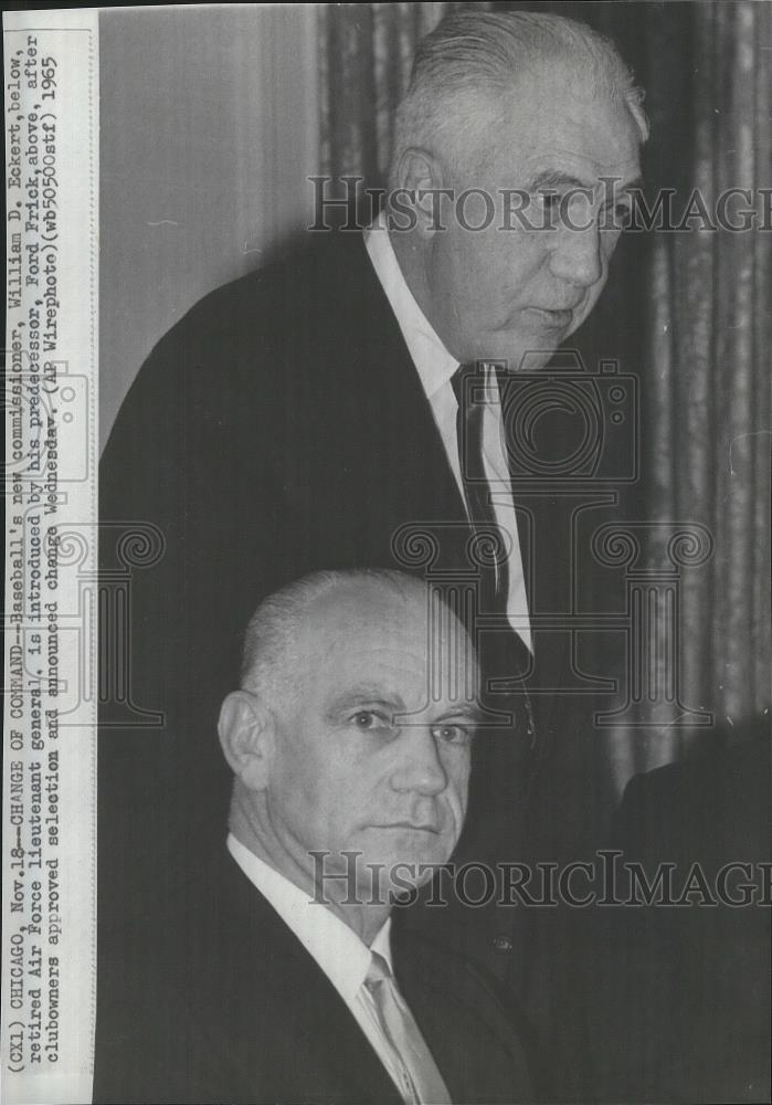 1965 Press Photo Baseball commissioners, Ford Frick and William D. Eckert - Historic Images