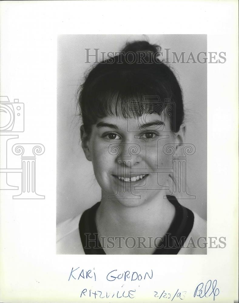1993 Press Photo Ritzville basketball player, Kari Gordon - sps06887 - Historic Images