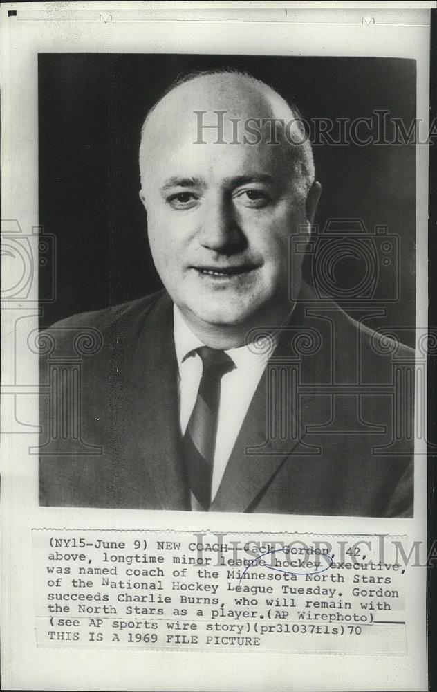 1969 Press Photo New Minnesota North Stars hockey coach, Jack Gordon - sps06892 - Historic Images