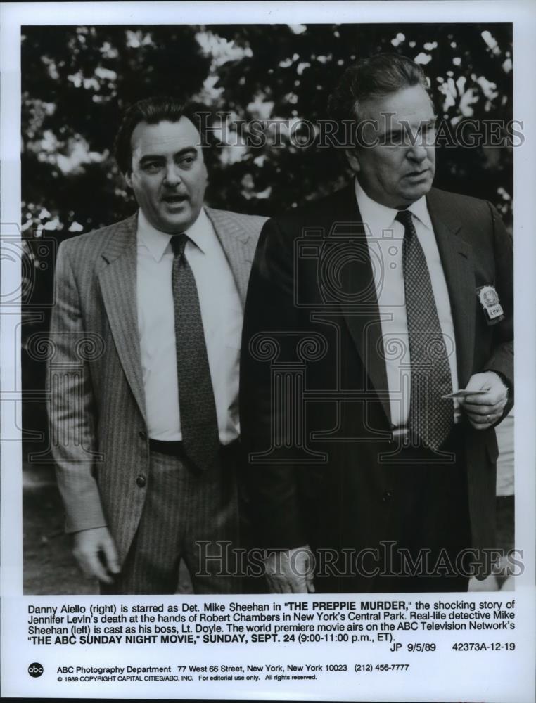 1989 Press Photo Danny Aiello and Mike Sheehan star in The Preppie Murder. - Historic Images