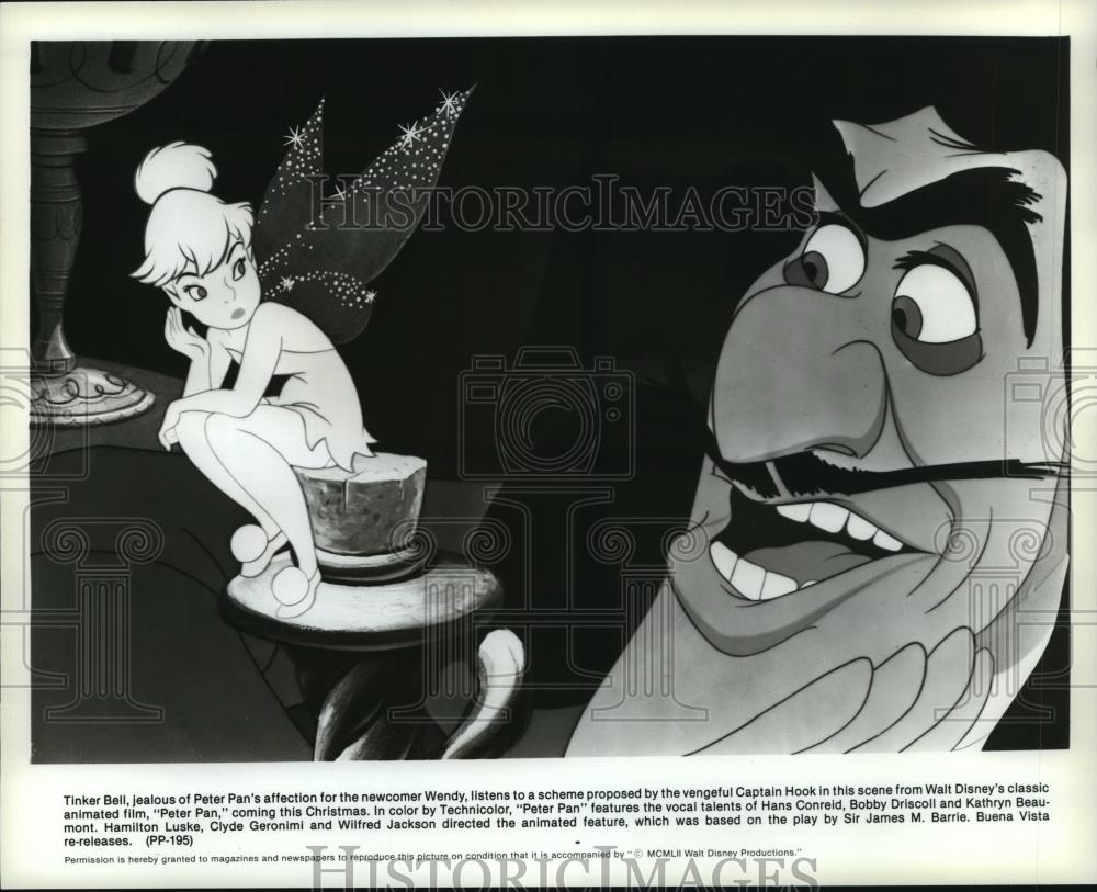 1952 Press Photo Tinker Bell and Captain Hook in Peter Pan. - spp11106 - Historic Images