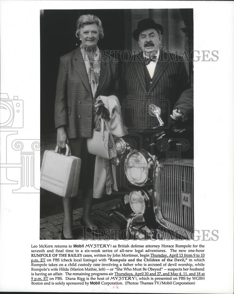 1995 Press Photo Leo McKern and Diana Rigg on Mystery!, on PBS. - spp12579 - Historic Images
