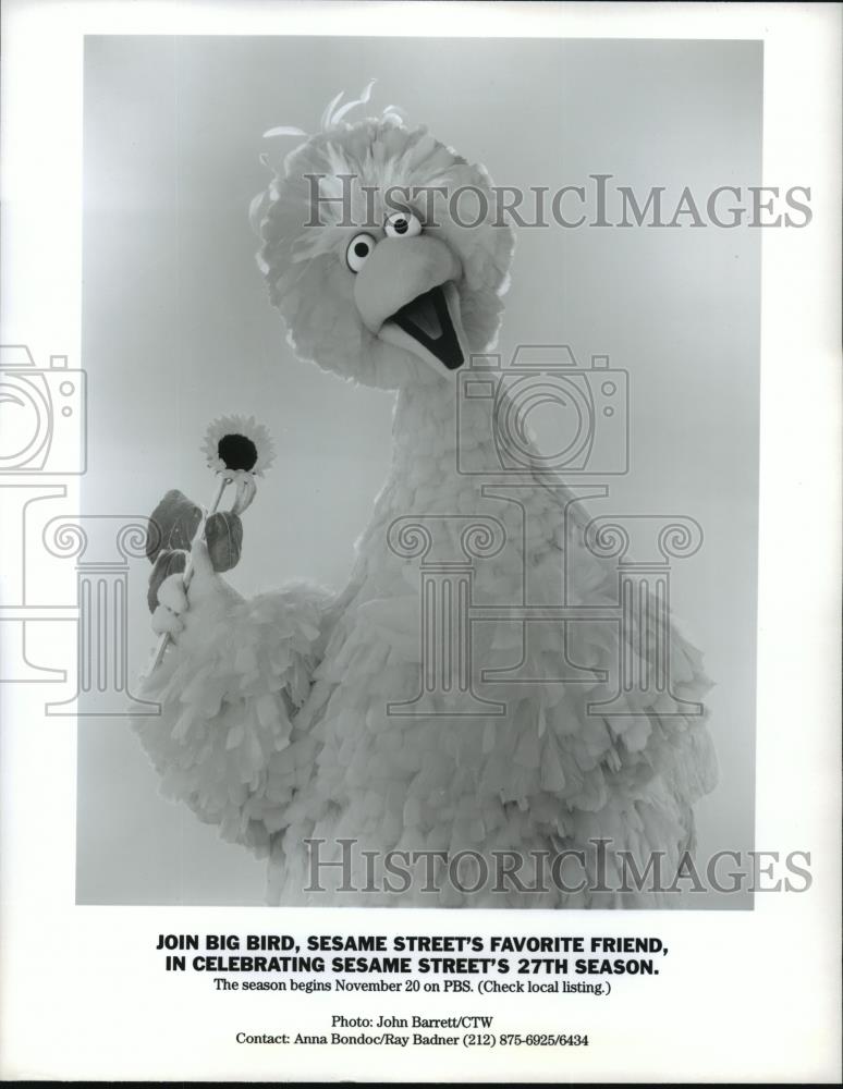 1996 Press Photo Big Bird celebrates Sesame Street's 27th season. - spp13595 - Historic Images