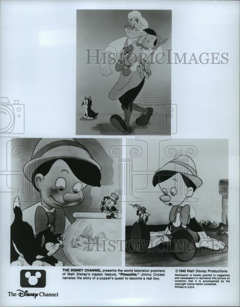 1940 Press Photo Scenes from Walt Disney's animated classic, Pinocchio. - Historic Images