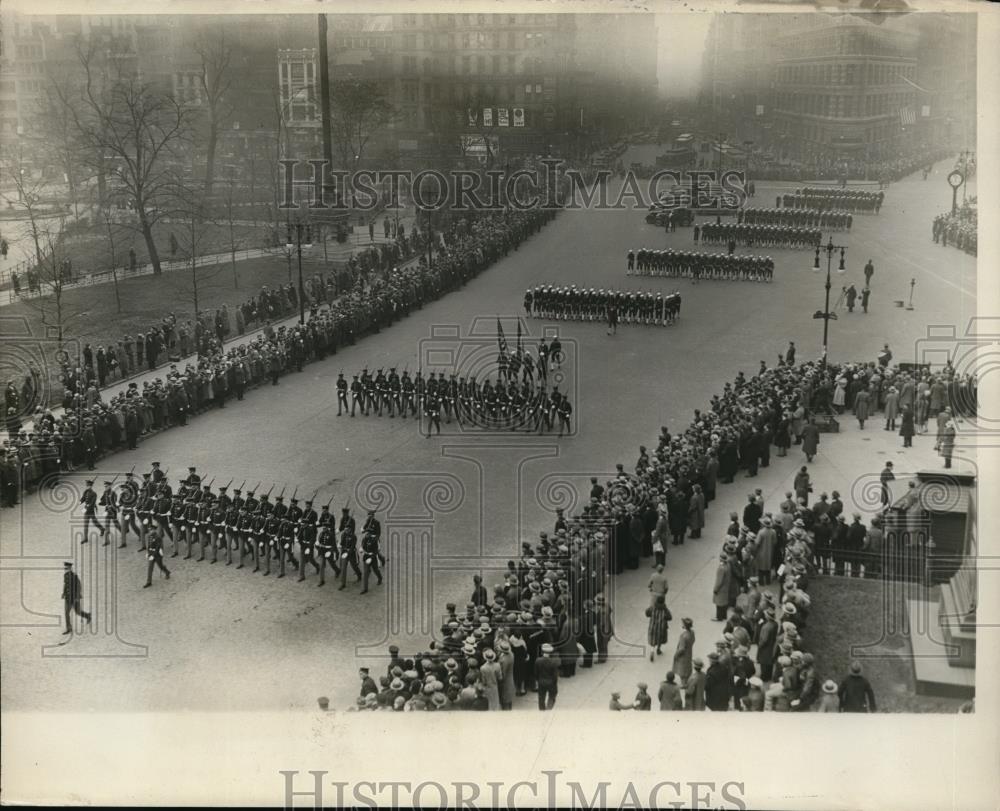 1929 Press Photo New York Marines march Funeral processional Myron Herrick NYC - Historic Images