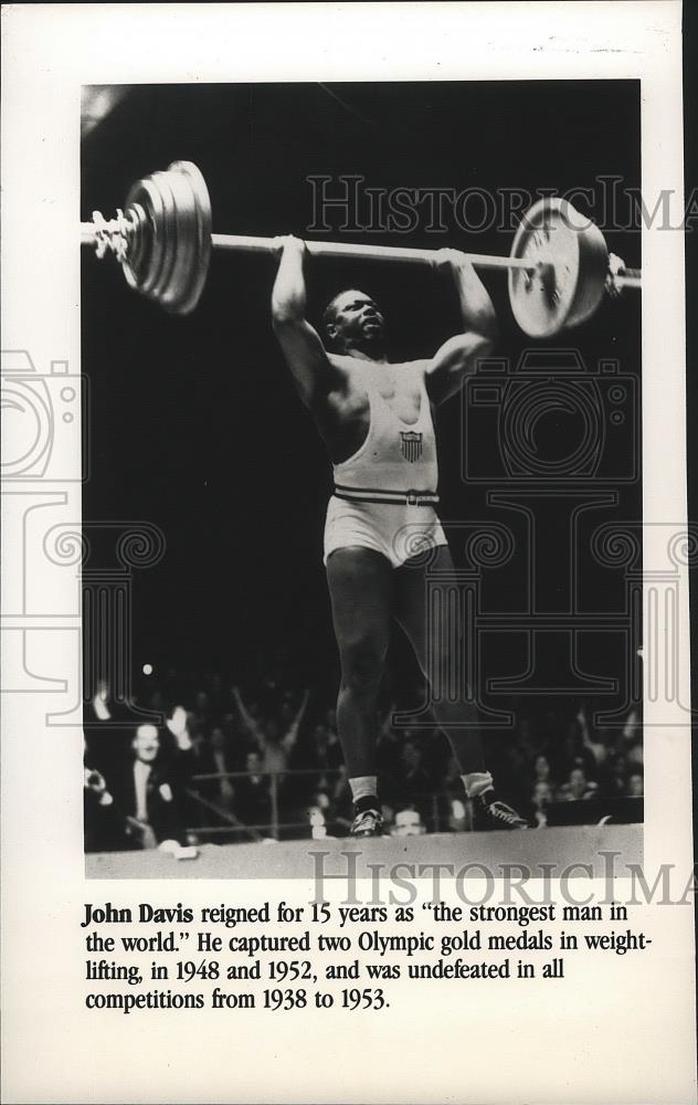 1989 Press Photo Weightlifter John Davis reigned as "strongest man in the world" - Historic Images