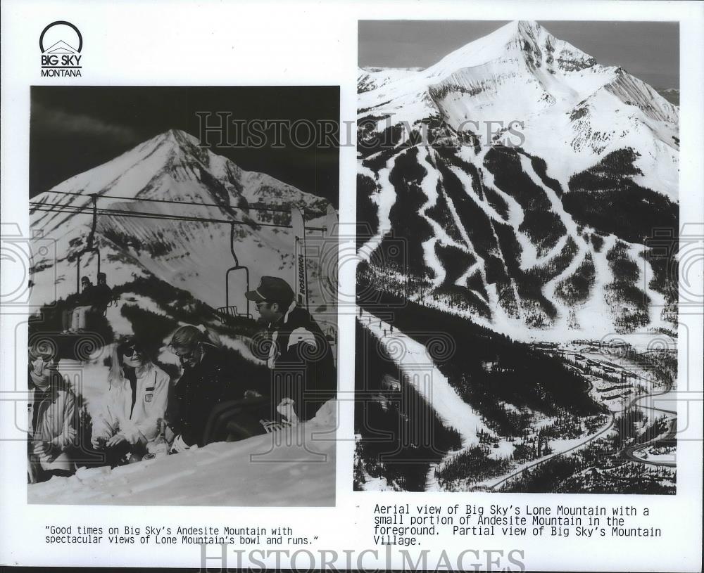 1989 Press Photo Big Sky&#39;s Andesite &amp; Lone Mountains skiing areas - sps07410 - Historic Images