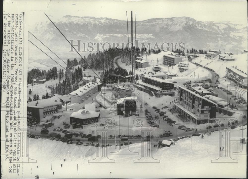 1968 Press Photo A view seen from ski-lift to be used for France Winter Olympics - Historic Images