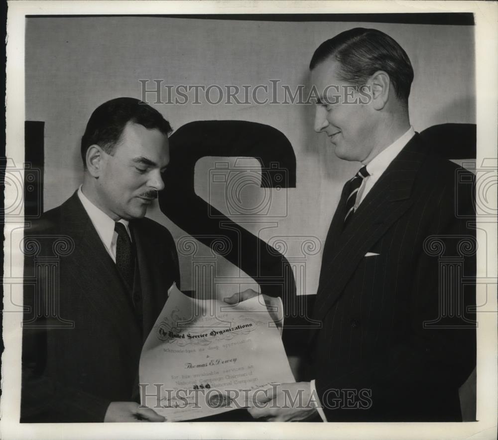 1942 Press Photo New York Walter Hoving, Thomas E Dewey NYC  - neny25362 - Historic Images