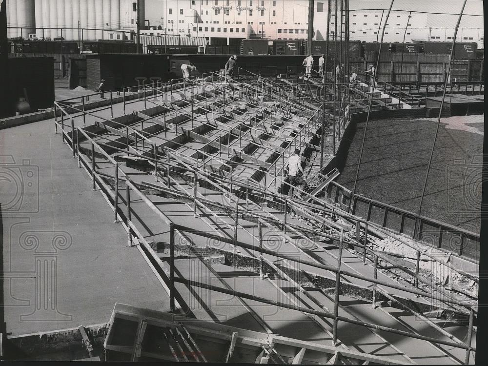 1956 Press Photo Construction going on at Ferris Field Baseball Park - sps07127 - Historic Images