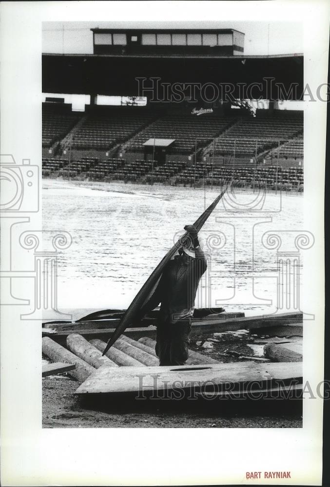 1990 Press Photo Demolition underway on Spokane Indians Stadium - sps07172 - Historic Images