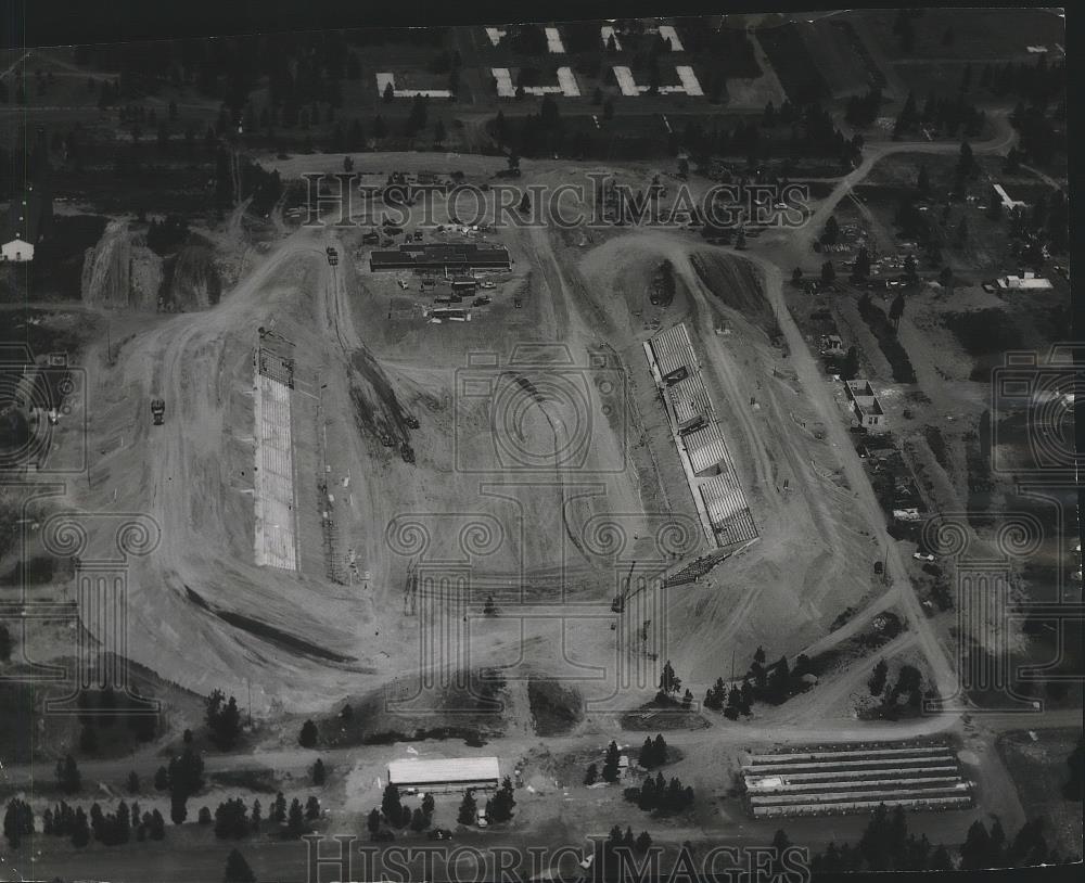 Press Photo An aerial view of construction going on at Spokane&#39;s Albi Stadium - Historic Images