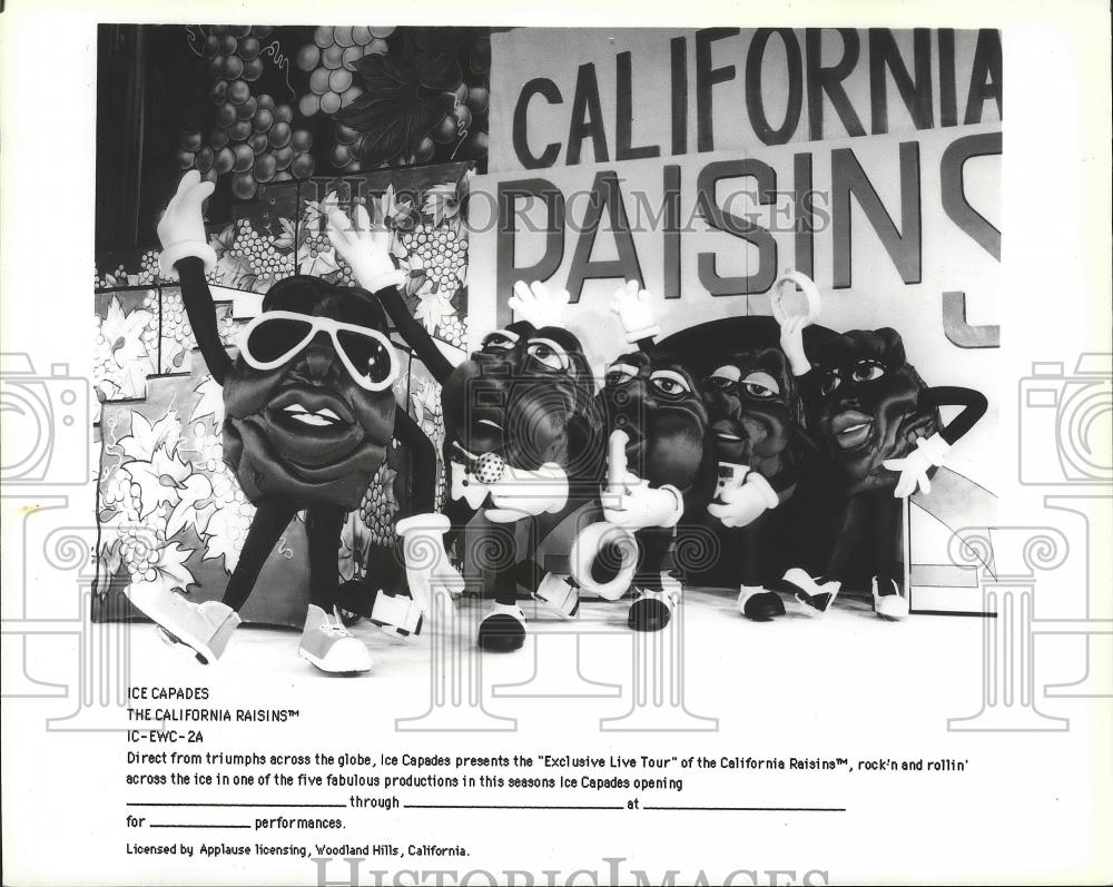 1988 Press Photo Ice Capades California Raisins, rock&#39;n rollin&#39; - sps07393 - Historic Images