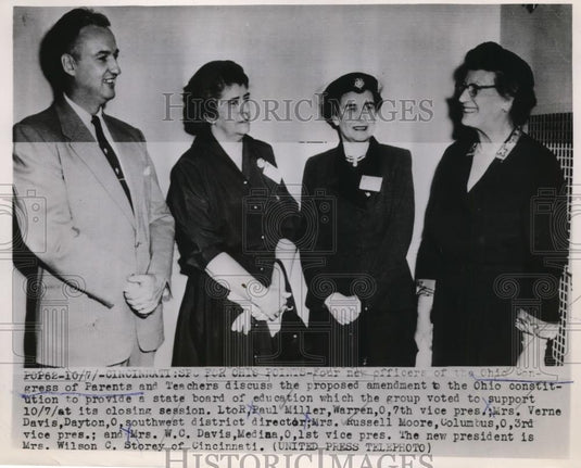 1953 Press Photo Ohio Congress of Parents & Teachers Discuss Proposed Amendment - Historic Images