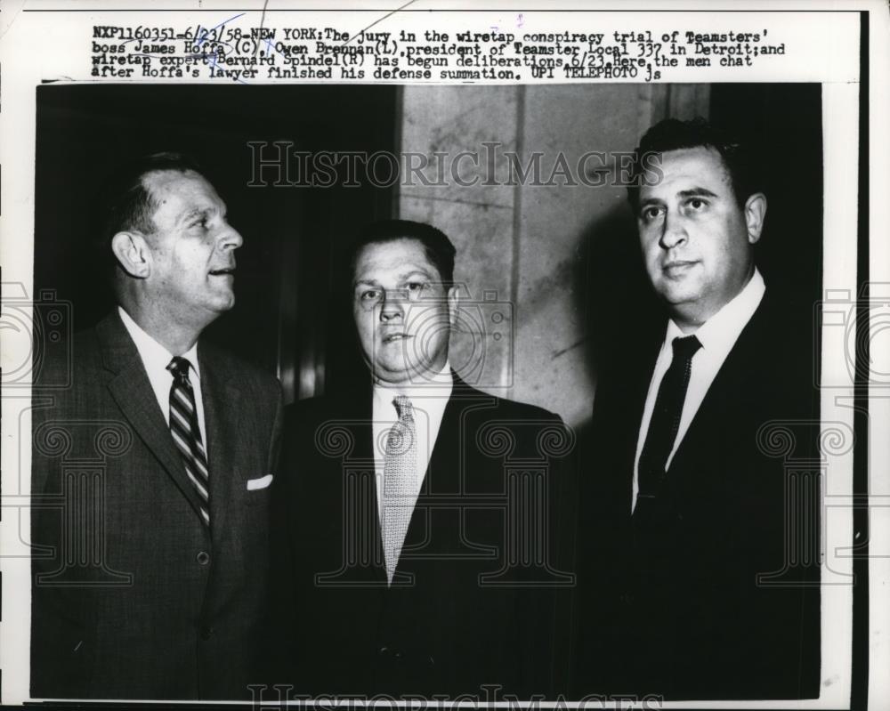 1958 Press Photo Deliberations Begin in Wiretap Conspiracy Trial of James Hoffa - Historic Images