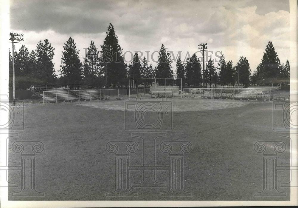 1953 Press Photo Spokane&#39;s Eachon Field completed for opening softball game - Historic Images