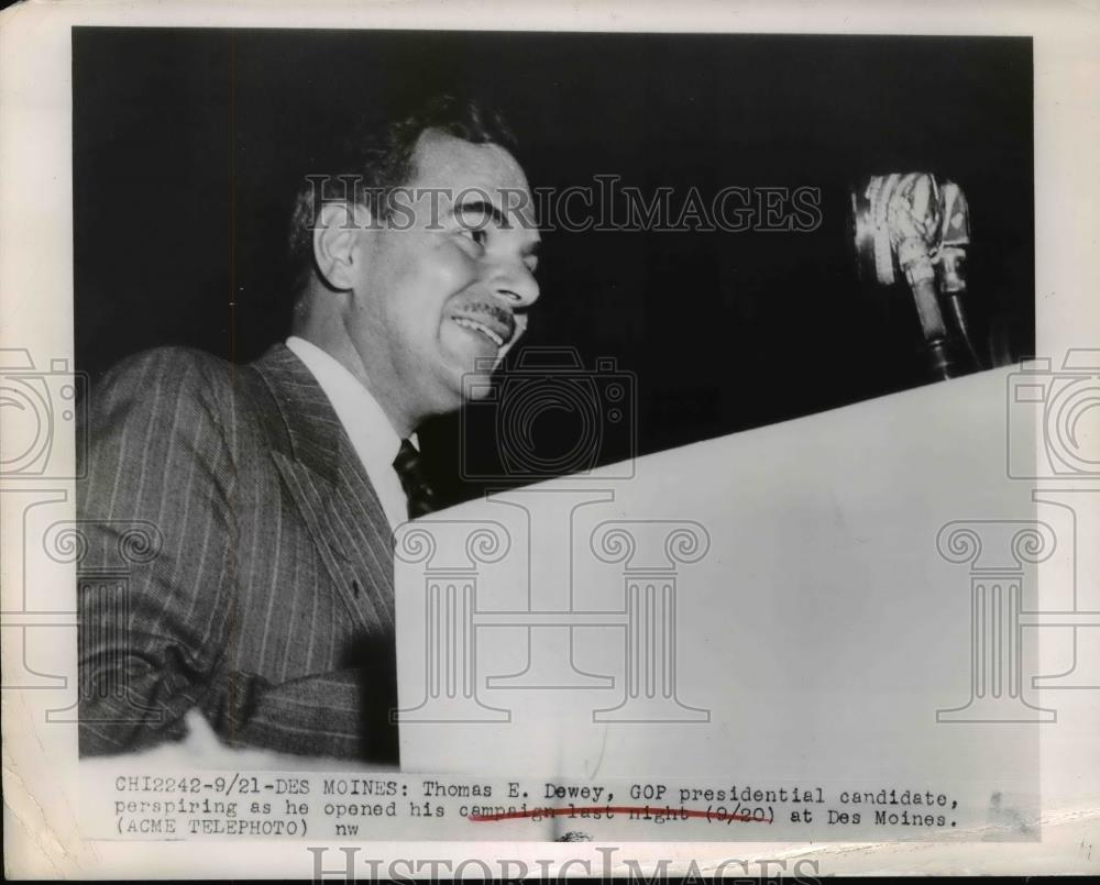 1948 Press Photo Thomas Dewey As He Open His Campaign At Des Moines - nep05408 - Historic Images