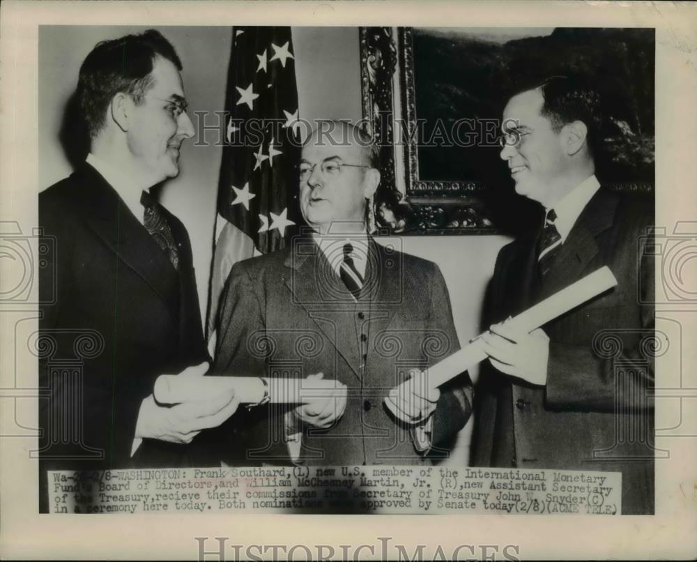 1949 Press Photo Frank Southard, William Martin Jr Receive Commissions - Historic Images